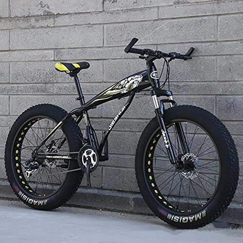 Fat Tyre Bike : WLWLEO 26 Inch Mountain Bike - All-Terrain Fat Tire Mountain Bike Adult Bicycle with Suspension Fork, Front and Rear Disc Brakes, Snow Anti-Slip Bike, A, 21 speed