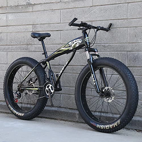 Fat Tyre Bike : WLWLEO Mens Mountain Bike 26 inch Fat Tire Bike High-Tensile Carbon Steel Frame, Dual Disc Brake, Beach Snow Bike Bicycles for Adults, Load 200 kg, F, 7 speed