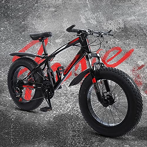 Fat Tyre Bike : WLWLEO Mountain Bike 20 inch Fat Tire Beach Snow Bike, Carbon Steel Frame, Dual Disc Brakes, Suspension Fork, 21 / 24 / 27 Speed, Outdoor Offroad Bicycle for Teens Students Adults, Red, 24 speed