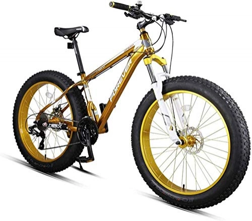 Fat Tyre Bike : WQFJHKJDS 27-speed Mountain Bike 4.0 Inch Fat Tire For Snow / Beach, Front And Rear Dual Mechanical Disc Brakes Adjustable Handlebar Distance, Golden