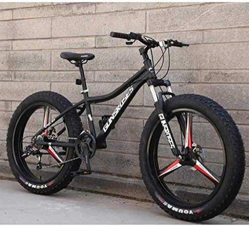 Fat Tyre Bike : WYJBD Mountain Bikes, 26Inch Fat Tire Hardtail Snowmobile, Dual Suspension Frame And Suspension Fork All Terrain Men's Mountain Bicycle Adult 6-11 (Color : Black 3, Size : 24Speed)