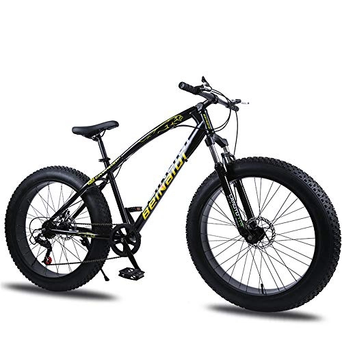 Fat Tyre Bike : WYX 7Speed 24 / 26In Fat Bike Mountain Bike Snow Bicycle Shock Suspension Bicycle Snow Bikes Front And Rear Mechanical Disc Brake, b, 26"× 7 speed