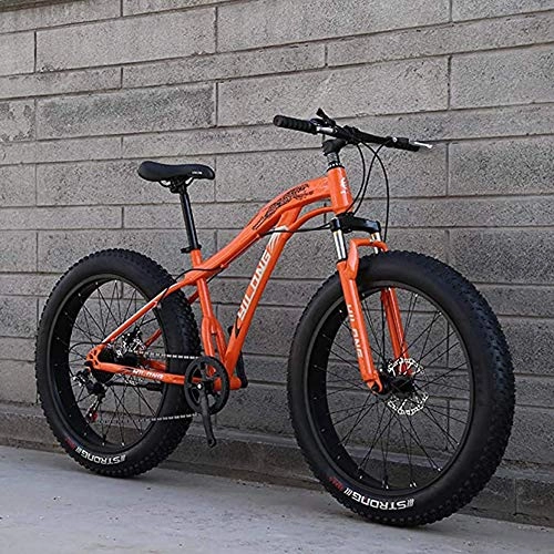 Fat Tyre Bike : XHJZ Fat Tire Mountain Bike Mens, 26 Inch Adult Snow Bike, Double Disc Brake Cruiser Bikes, Beach Bicycle, 4.0 Wide Wheels