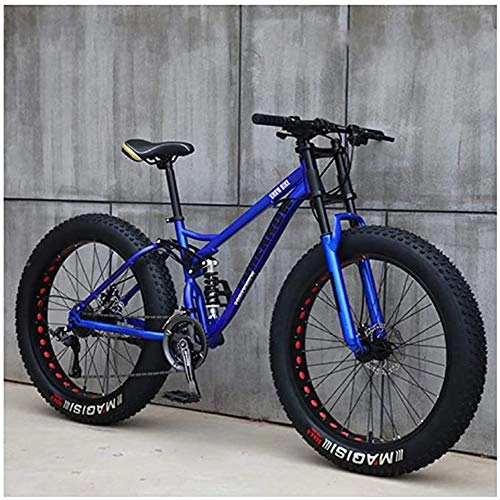 Fat Tyre Bike : XHJZ Mountain Tricycle for Adults, Fat Tire Mens Mountain Bike, 26-Inch / High-Tensile Steel Frame, 21 / 24 / 27-Speed, 26-inch Wheels, Blue, 27 speed