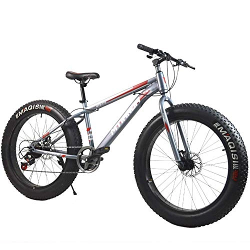 Fat Tyre Bike : XIAOFEI 26 Inch Mountain Bike / Dual Disc Brake Variable Speed 4.0 Tire Aluminum Alloy Thickened Rim Snowmobile 7 Speed, Suitable For Adult Fat Man Woman Driving, White