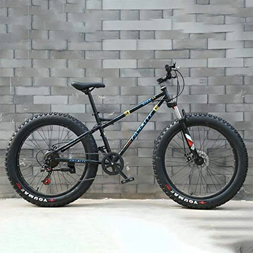 Fat Tyre Bike : XIAOFEI 26-Inch Snow Bike / Double Disc Brake Variable Speed Bike 4.0 Aluminum Alloy Super Thick Rim Snow Bike, Full-Shock Adult Fat Tire Road Speed, Black