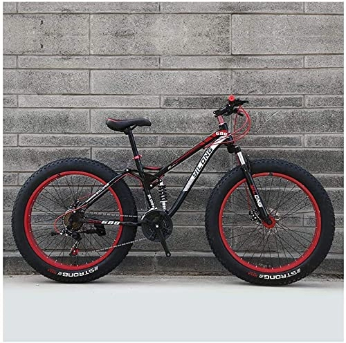 Fat Tyre Bike : XinQing Mens Womens Mountain Bikes, High-Carbon Steel Frame, Dual Disc Brake Hardtail Mountain Bike, 26 Inch 27 Speed