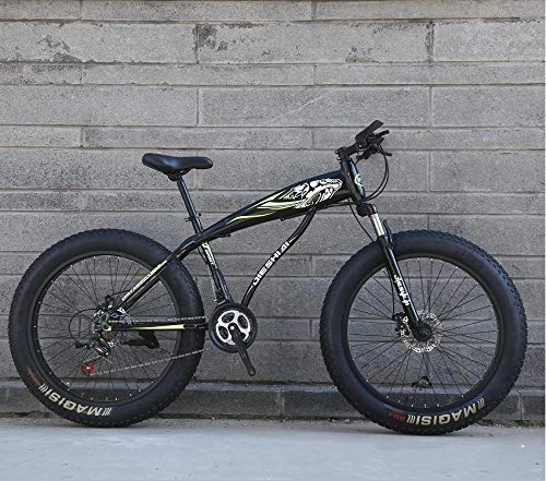Fat Tyre Bike : XMB 26 inch off-road bicycles, Adult Dual disc brake men and women mountain bikes with full suspension, fat tires high carbon steel suspension youth men and women mountain bikes (21-speed)