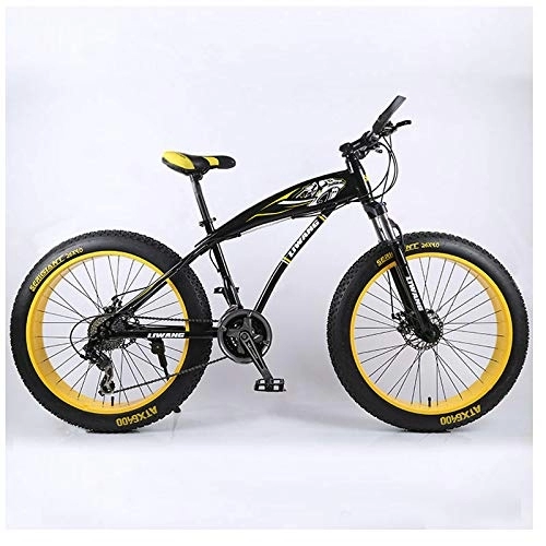 Fat Tyre Bike : XMB 26 inch off-road bicycles, Dual disc brake men and women mountain bikes with full suspension, fat tires high carbon steel suspension youth men and women mountain bikes (24-speed)