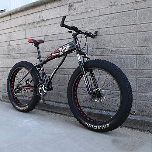 Fat Tyre Bike : XMB Adult off-road bicycles, 26 inch Dual disc brake men and women mountain bikes with full suspension, fat tires high carbon steel suspension youth men and women mountain bikes (21-speed)