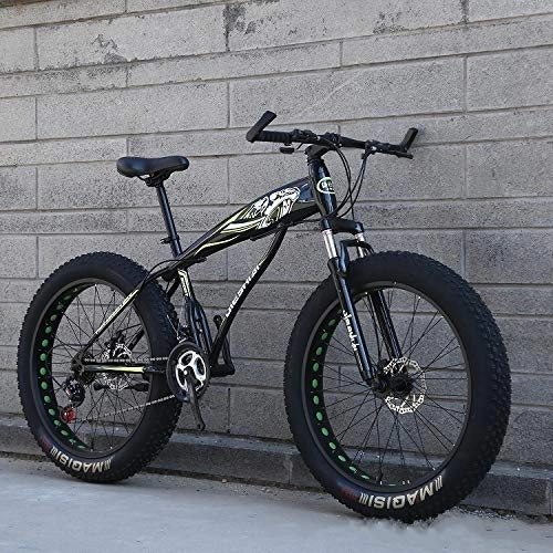 Fat Tyre Bike : xmb Dual disc brake Adult off-road bicycles, men and women mountain bikes with full suspension, fat tires high carbon steel suspension youth men and women mountain bikes (27-speed)