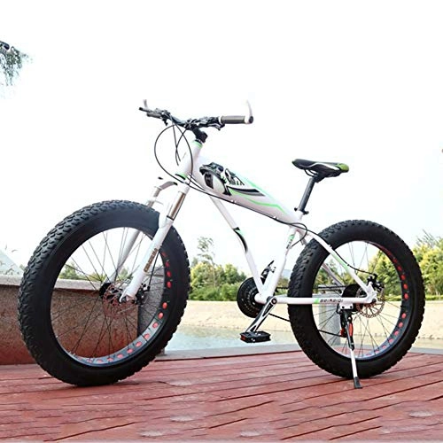 Fat Tyre Bike : XNEQ 26 Inch-7 / 21 / 24 / 27 / 30 Speed, 4.0 Wide Tire Thick Wheel Mountain Bike, Snowmobile ATV Off-Road Bicycle, White, 30