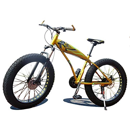 Fat Tyre Bike : XNEQ 4.0 Wide Tire Thick Wheel Mountain Bike, Snowmobile ATV Off-Road Bicycle, 24 Inch-7 / 21 / 24 / 27 / 30 Speed, Gold, 7