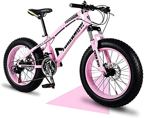 Fat Tyre Bike : XUERUIGANG 20" / 24" / 26" Adult Mountain Bikes, Fat Tire Mountain Bike, Dual Suspension Frame and Suspension Fork All Terrain Mountain Bike, 21 Speed Multiple Colors (Color : Pink, Size : 26")