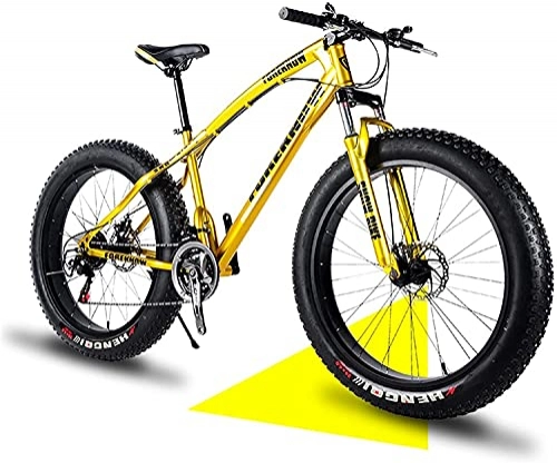 Fat Tyre Bike : XUERUIGANG Adult Mountain Bikes, 20 / 24 / 26 Inch Fat Tire Mountain Bike, Dual Suspension Frame and Suspension Fork All Terrain Mountain Bike, 21 Speed Multiple Colors (Color : Yellow, Size : 20")