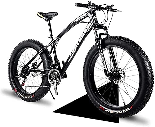 Fat Tyre Bike : XUERUIGANG Fat Bike 20" / 24" / 26" Wheel Size and Men Gender Fat Bicycle from Snow Bike, Fashion 21 Speed Full Suspension Steel Double Disc Brake Mountain Bike Bicycle Essential travel tools Black