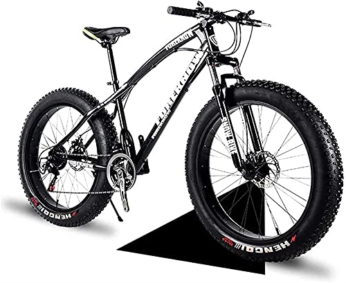 Fat Tyre Bike : XUERUIGANG Fat Bike 26" / 24" 20" / Wheel Size and Men Gender Fat Bicycle from Snow Bike, Fashion 21 Speed Full Suspension Steel Double Disc Brake Mountain Bike Bicycle Essential travel tools Black