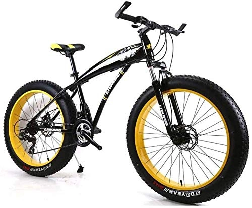 Fat Tyre Bike : XXCZB Mountain Bike Mens Mountain Bike 27 Speeds 26 inch Fat Tire Road Bicycle Snow Bike Pedals with Disc Brakes and Suspension Fork Black yellow