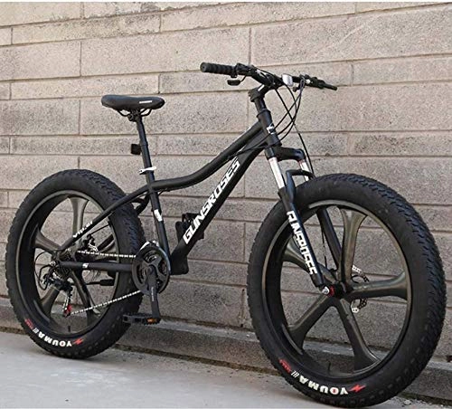 Fat Tyre Bike : XXCZB Mountain Bikes 26Inch Fat Tire Hardtail Snowmobile Dual Suspension Frame And Suspension Fork All Terrain Men s Mountain Bicycle Adult-Black 2_27Speed