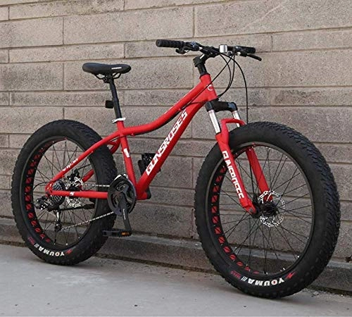 Fat Tyre Bike : XXCZB Mountain Bikes 26Inch Fat Tire Hardtail Snowmobile Dual Suspension Frame And Suspension Fork All Terrain Men s Mountain Bicycle Adult-Red 1_27Speed