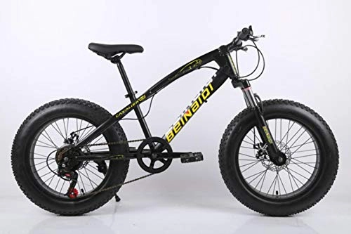 Fat Tyre Bike : XZM 20 inch fat bike fat tire mountain bike Beach cruiser bicycle carbon steel disc brake, black, 7 speed
