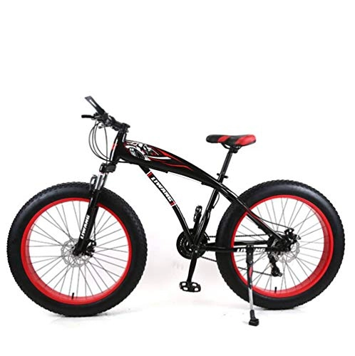 Fat Tyre Bike : YAMEIJIA High-carbon steel mountain bike riding 24 / 26 inch variable speed Wide tire disc brake / 21-24-27 speed, Red, 24inch27speed