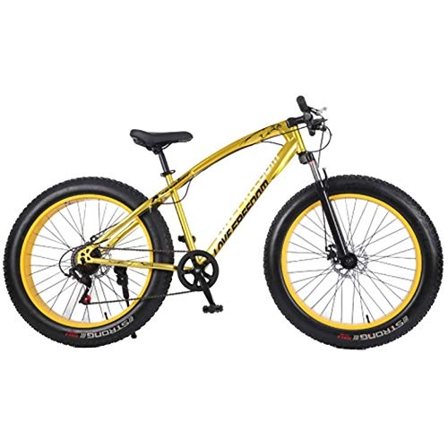 Fat Tyre Bike : YANGSANJIN Mountain Bike Bicycle, High Carbon Steel, Double Disc Brake MTB for Student Men And Women Outdoor Bikes, 21 Speed 26Inch