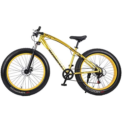 Fat Tyre Bike : YANGSANJIN Mountain Bikes, 26 Inch High Carbon Steel 24Speed, Dual Disc Brakes, 4.0-Inch Wide Tires Snow Bicycles for Men and Women Outdoor