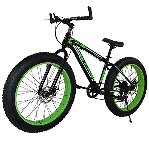 Fat Tyre Bike : YANGSANJIN Mountain Bikes, High-carbon Steel Frame, 4.0 Tire Mountain Trail Bike, Dual Disc Brake 7 Speed Bicycle, Beach Snowmobile Bicycle, 26inch