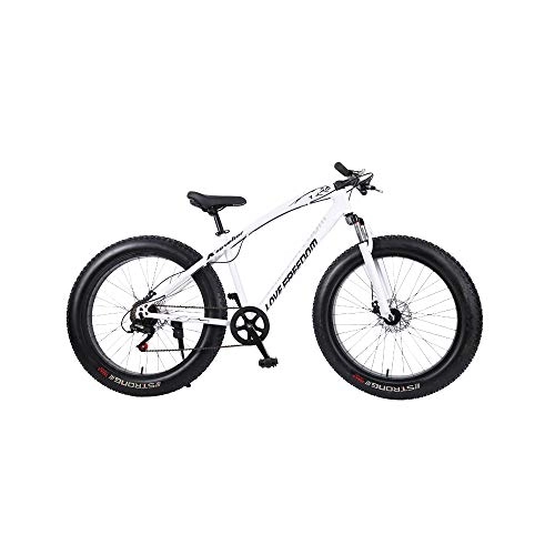 Fat Tyre Bike : YBCN Fat bike, off-road beach snowmobile 26 inch 27 speed shift VTT hard tail 4.0 big tires adult outdoor riding, White