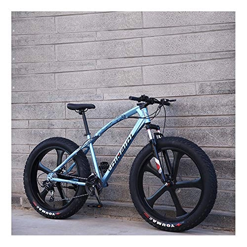 Fat Tyre Bike : YCHBOS 26" Fat Tyre Mountain Bike for Men And Women, Beach Snow Bikes, Cruiser Bicycle with Double Disc Brakes, 24 Speed Adult Fat Tire Bicycle, Shock Absorption Front ForkA