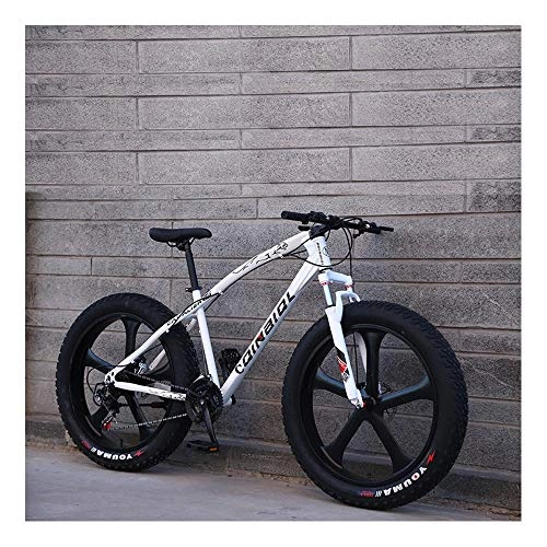 Fat Tyre Bike : YCHBOS 26" Fat Tyre Mountain Bike for Men And Women, Beach Snow Bikes, Cruiser Bicycle with Double Disc Brakes, 24 Speed Adult Fat Tire Bicycle, Shock Absorption Front ForkC