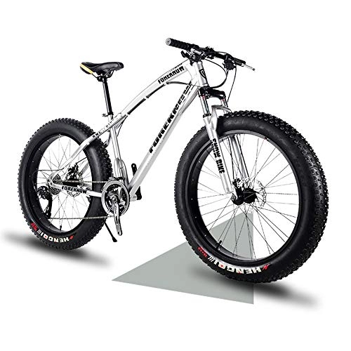 Fat Tyre Bike : YCHBOS 26 Inch Adult Mountain Bike Fat Wheel, 21 / 27 Speed Lightweight High-Carbon Steel Frame Dual Beach Cruiser Fat Tire Bicycle, Dual Disc Brakes and Front SuspensionF-27 Speed