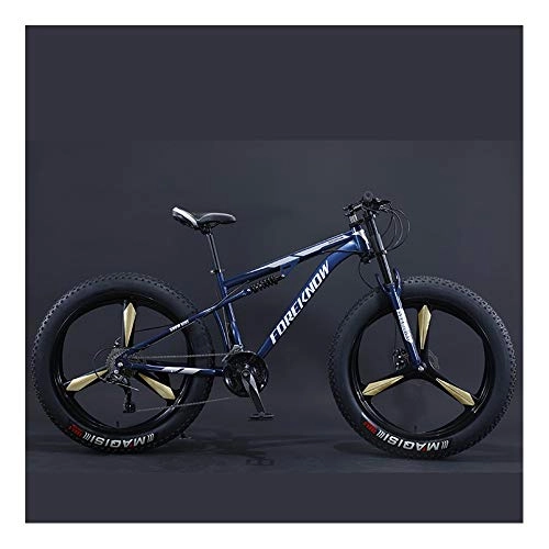 Fat Tyre Bike : YCHBOS Fat Tire Full Suspension Mountain Bike Adult 26 Inch, 27 Speed Bicycle Beach Snow Bikes, High-Carbon Steel Bike with Double Disc BrakesE