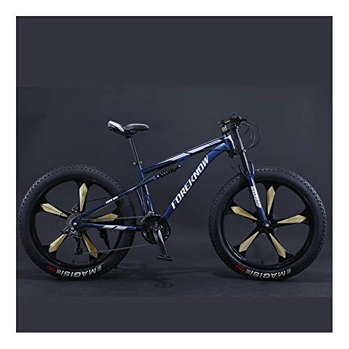 Fat Tyre Bike : YCHBOS Mountain Bike Men 26 Inch, Fat Tire MTB Bicycle for Adults with 5 Cutter Wheel, Dual Disc Brakes, 27 Speed Big Wheel Bike, Full Suspension Mountain BikesD