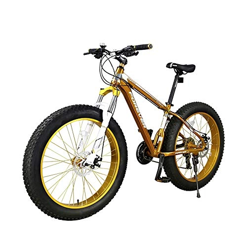 Fat Tyre Bike : YDYG Mountain Bike, 26 Inch Wheels, 27 Speed Adult Mountain Trail Bike, All Terrain Exercise Bicycle Outroad Birthday Gift, Gold