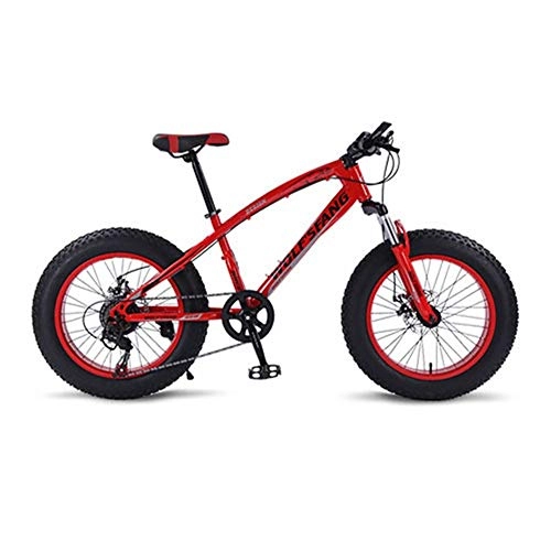 Fat Tyre Bike : Yiwu Bicycle Mountain Bike 7 / 21 Speed 2.0"X 4.0"bicycle Road Bike Fat Bike Disc Brake Women And Children Snow Bicycle (Color : Red, Size : 21speed)