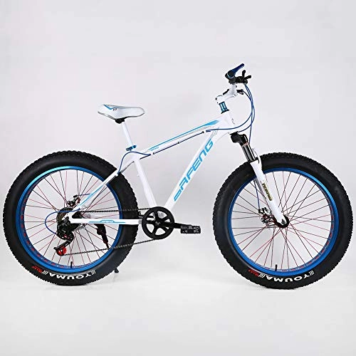 Fat Tyre Bike : YOUSR 26 inch Fatbike Hardtail FS Disk Fat Bike Shimano 21 speed gear for men and women White 26 inch 21 speed