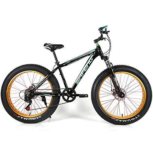 Fat Tyre Bike : YOUSR Bicycle fork suspension Fat Bike Shimano 21 speed gear Men's Bicycle & Women's Bicycle Black green 26 inch 30 speed