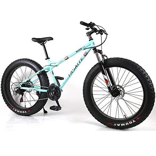 Fat Tyre Bike : YOUSR Bicycle Hardtail FS Disk Fat Bike Shimano 21 speed gear for men and women Green 26 inch 21 speed