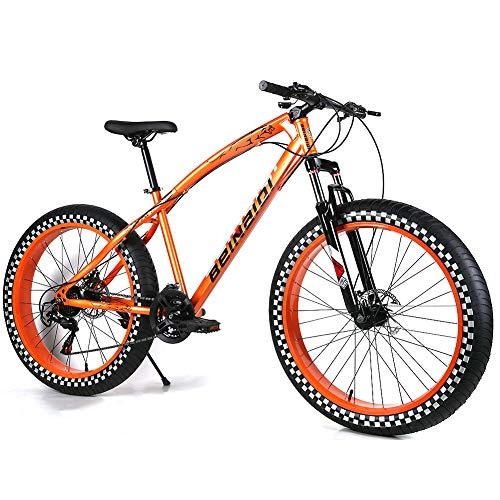 Fat Tyre Bike : YOUSR Children's mountain bike disc brake Fat Bike 27.5 inches for men and women Orange 26 inch 21 speed