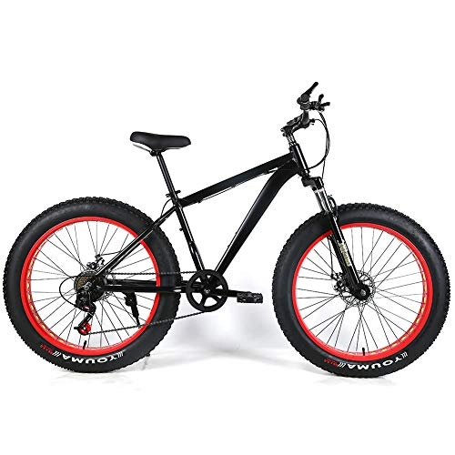 Fat Tyre Bike : YOUSR Fat Tire Bicycle Disc Brake Snow Bike 27.5 Inch Men's Bicycle & Women's Bicycle Black 26 inch 21 speed