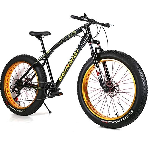 Fat Tyre Bike : YOUSR Fat Tire Bike Hardtail FS Disk Dirt Bike With full suspension for men and women Black 26 inch 30 speed