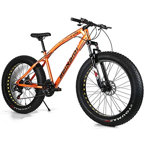 Fat Tyre Bike : YOUSR Hardtail MTB Disc Brake Fat Bike 20 inches for men and women Orange 26 inch 7 speed