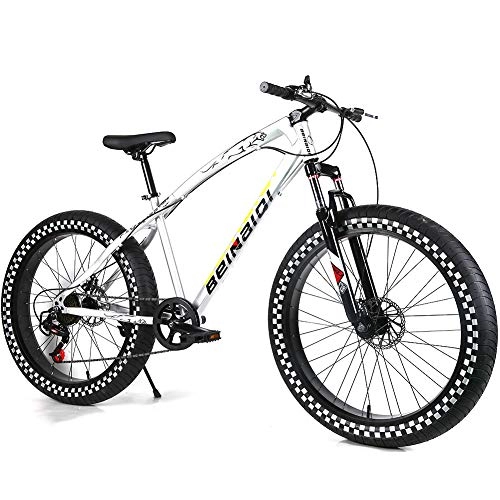 Fat Tyre Bike : YOUSR Hardtail MTB Disc Brake Snow Bike With Full Suspension Men's Bicycle & Women's Bicycle Gray 26 inch 30 speed