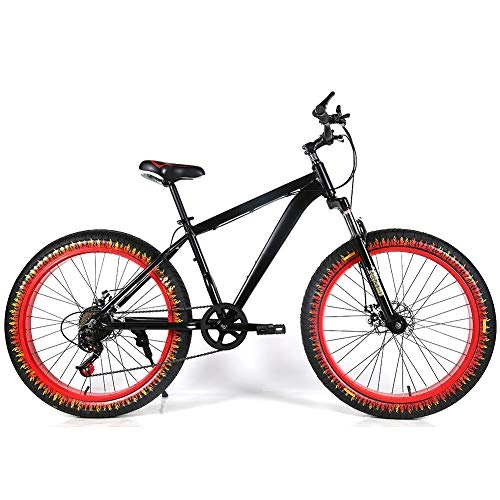 Fat Tyre Bike : YOUSR Hardtail MTB full suspension full suspension Mountain Bike With full suspension for men and women Black 26 inch 21 speed