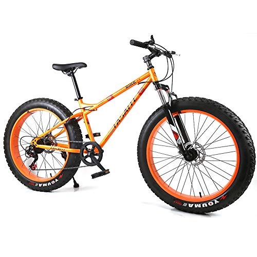 Fat Tyre Bike : YOUSR Kids Mountain Bike Full Suspension Fat Bike With full suspension for men and women Orange 26 inch 24 speed