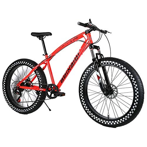 Fat Tyre Bike : YOUSR Kids Mountainbike Disc Brake Snow Bike Fork suspension for men and women Red 26 inch 27 speed
