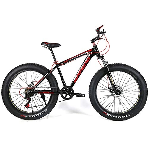 Fat Tyre Bike : YOUSR Mens Mountain Bike Dual Disc Brake Mountain Bicycles Aluminium Alloy Frame Unisex's Red black 26 inch 30 speed
