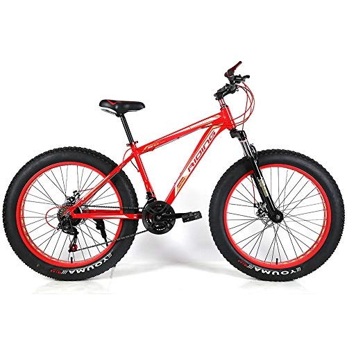 Fat Tyre Bike : YOUSR Mountain Bicycle 21" Frame Mens Bike Folding Unisex's Red 26 inch 7 speed